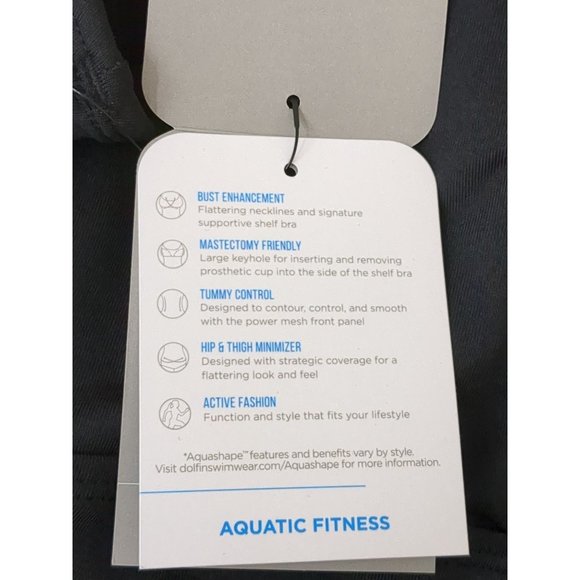 Dolfin Aquashape Swimsuit One Piece Tummy Control Floral Blue Black Womens 10 - Picture 5 of 9